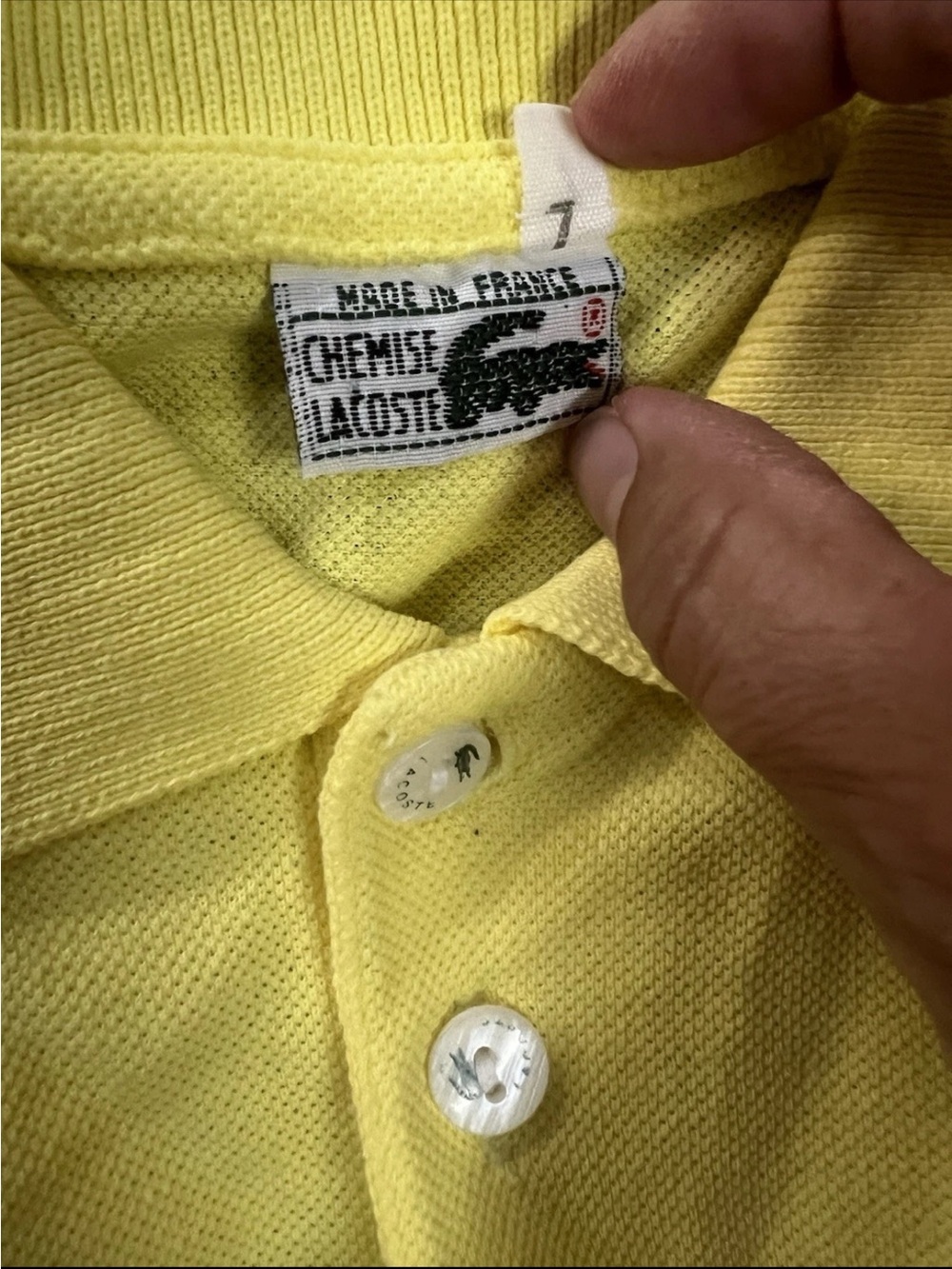 Chemise Lacoste Made In France Girls Size 7 Polo Yellow Shirt Retro Tennis Golf - Picture 7 of 9